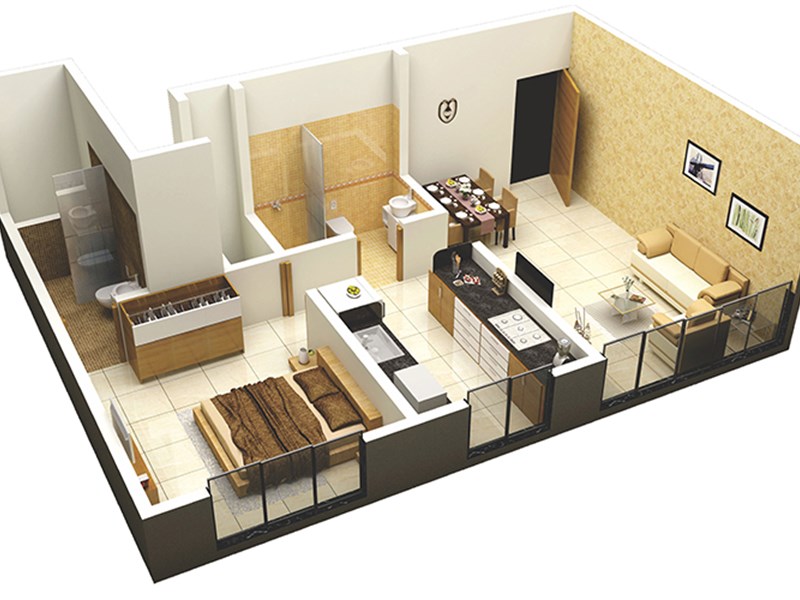 Swaroop Residency 1BHK Plan