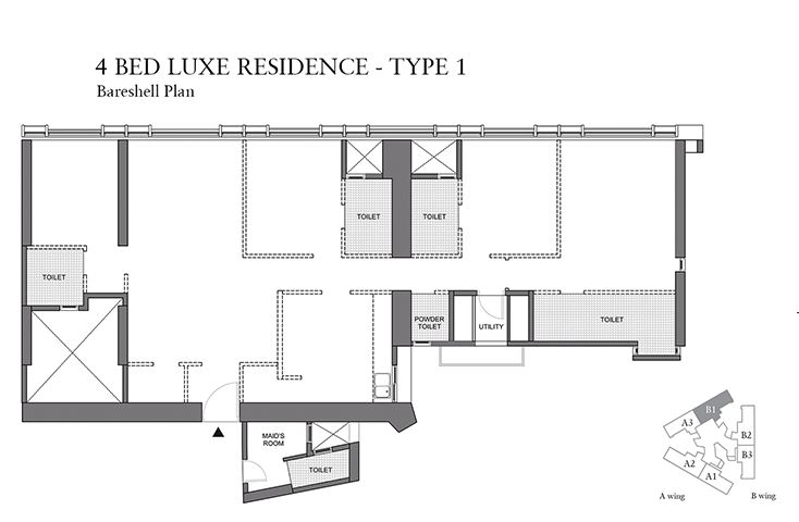 Lodha Trump Tower 4BHK Luxe Type 1-Bareshell Plan