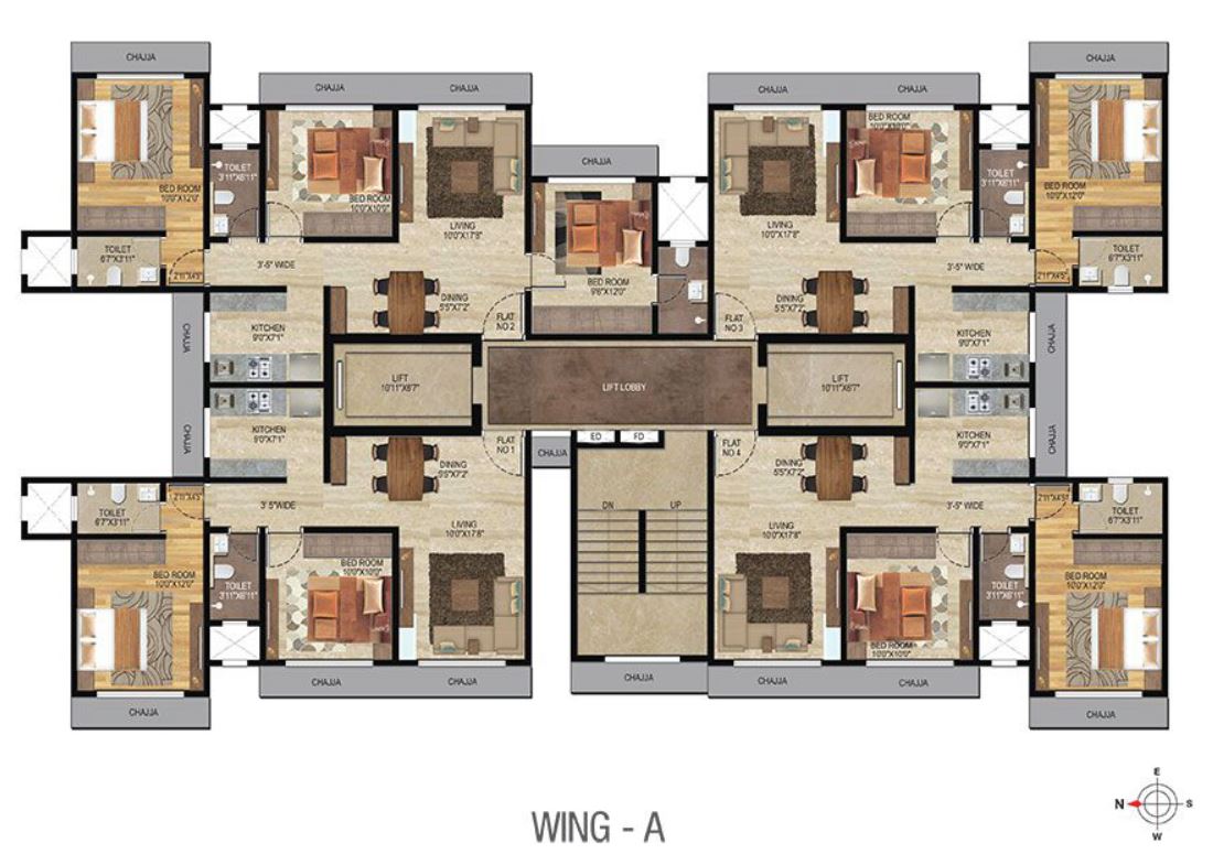 Veena Serenity Wing A Typical floor Plan