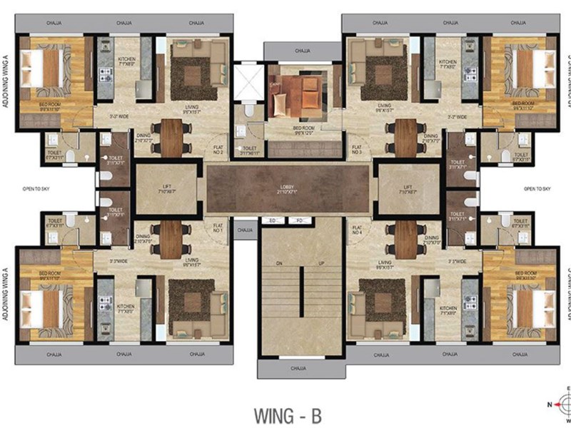 Veena Serenity Wing B Typical floor Plan