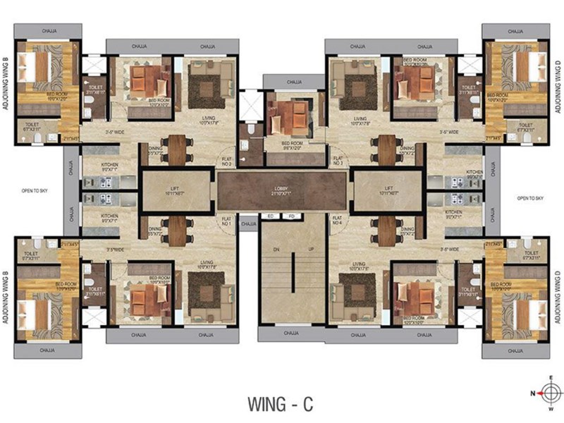 Veena Serenity Wing C Typical floor Plan