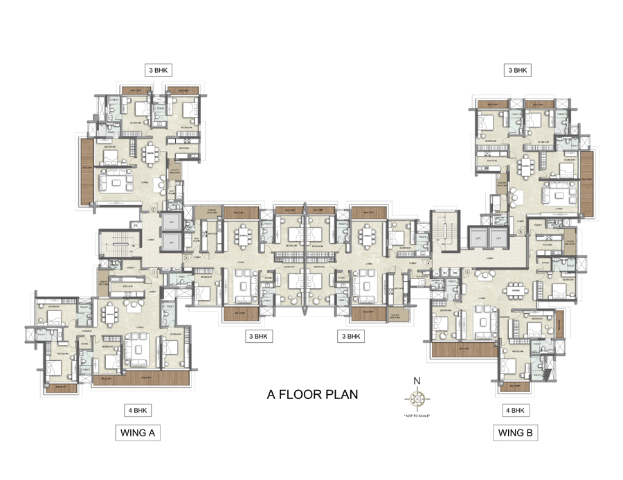 Kalpataru Solitaire A - B Wing Floor Plan
