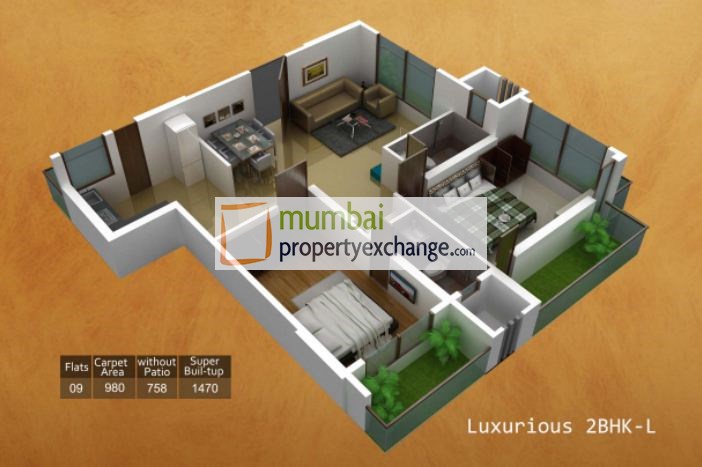 2 BHK Floor Plan