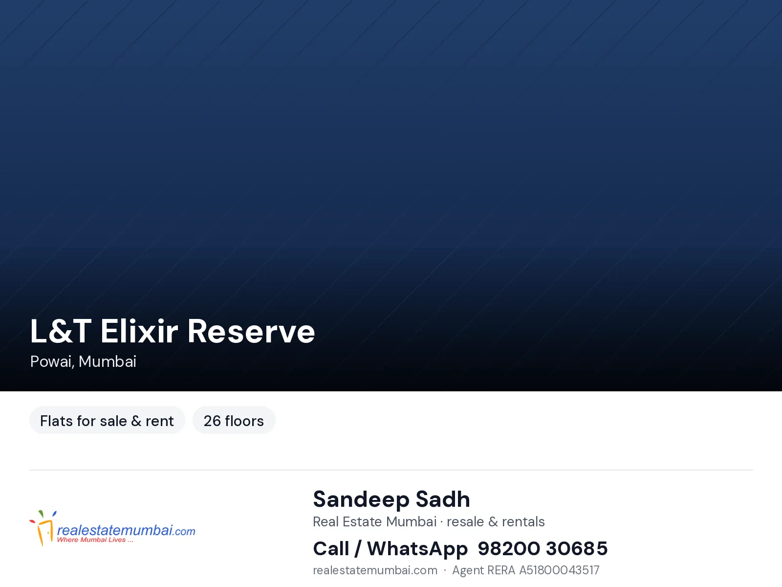 2 BHK Semi-Furnished in L&T Elixir Reserve, Powai