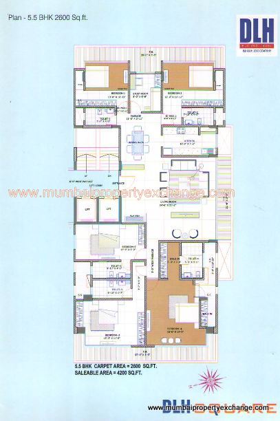 4 BHK Semi-Furnished in DLH Square, Juhu - Photo 3
