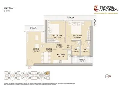 2 BHK Semi-Furnished in Ruparel Vivanza , Byculla