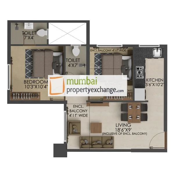 Ramrajya - Neptune Ekansh D, Ambivali West — floor plan 1