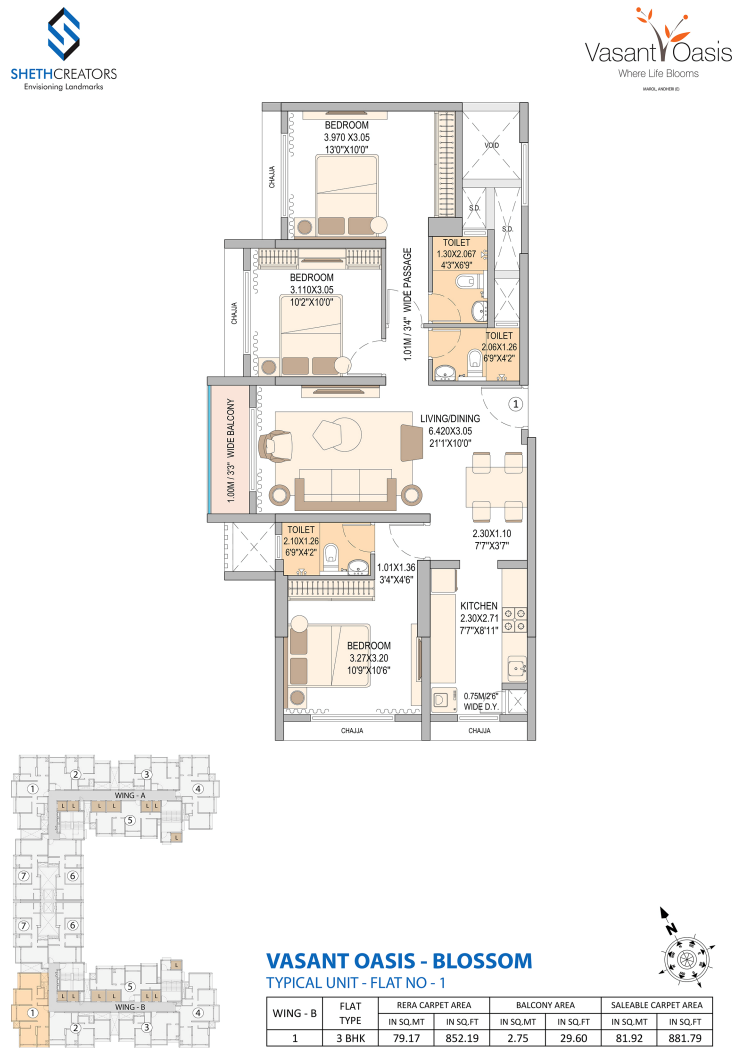 Sheth Vasant Oasis Jolan Tower 14, Andheri East — floor plan 1