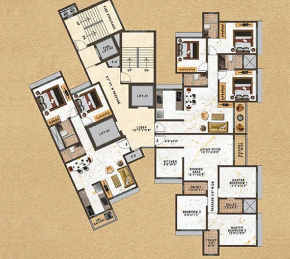 Vedant Palacia - Aetius, Kalyan — floor plan 1