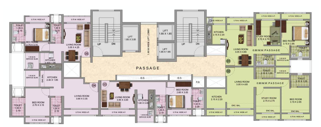 Puraniks Grand Central - Phase II, Thane West — floor plan 1