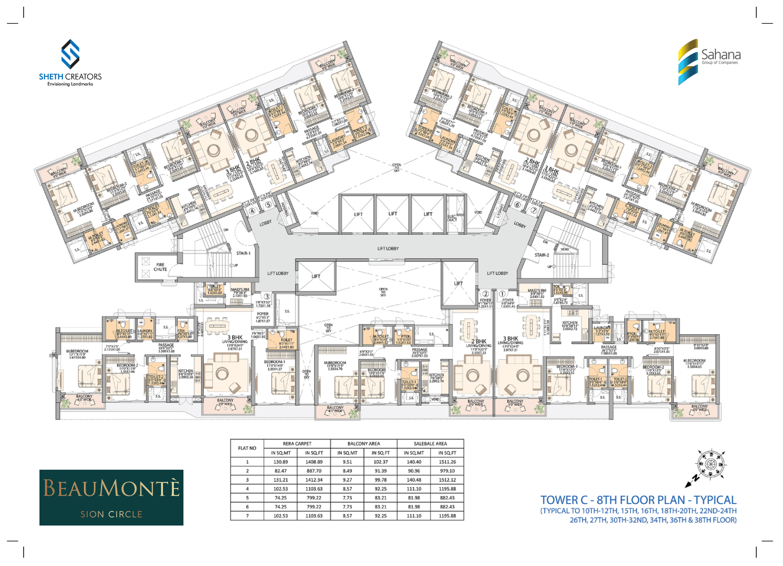 Sheth Beaumonte - Tower C, Sion — floor plan 1