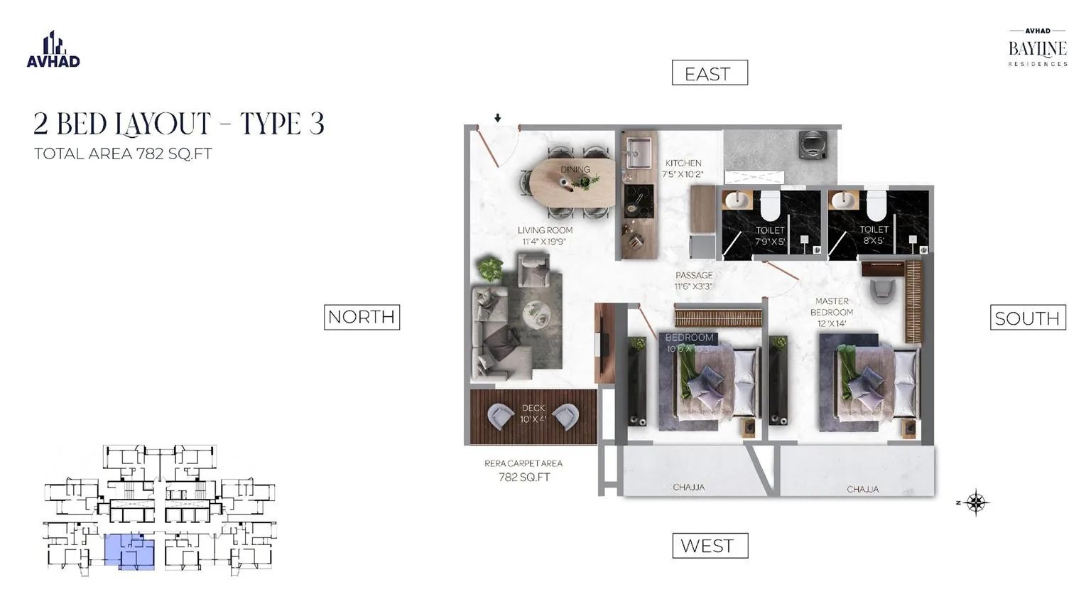 Avhad Bayline Residences, Mahim — floor plan 3