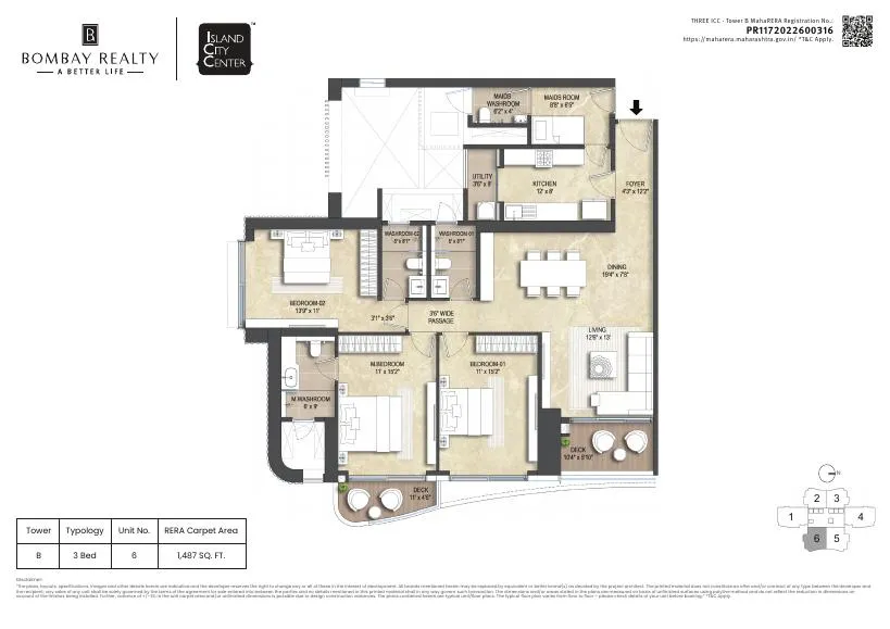 Three ICC - Tower B, Dadar East — floor plan 6