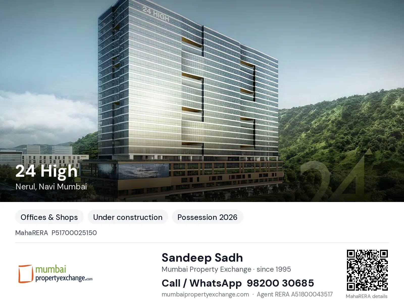 24 High by Dreams, Nerul, Navi Mumbai — new project, possession 2026 | Mumbai Property Exchange, Sandeep Sadh 98200 30685