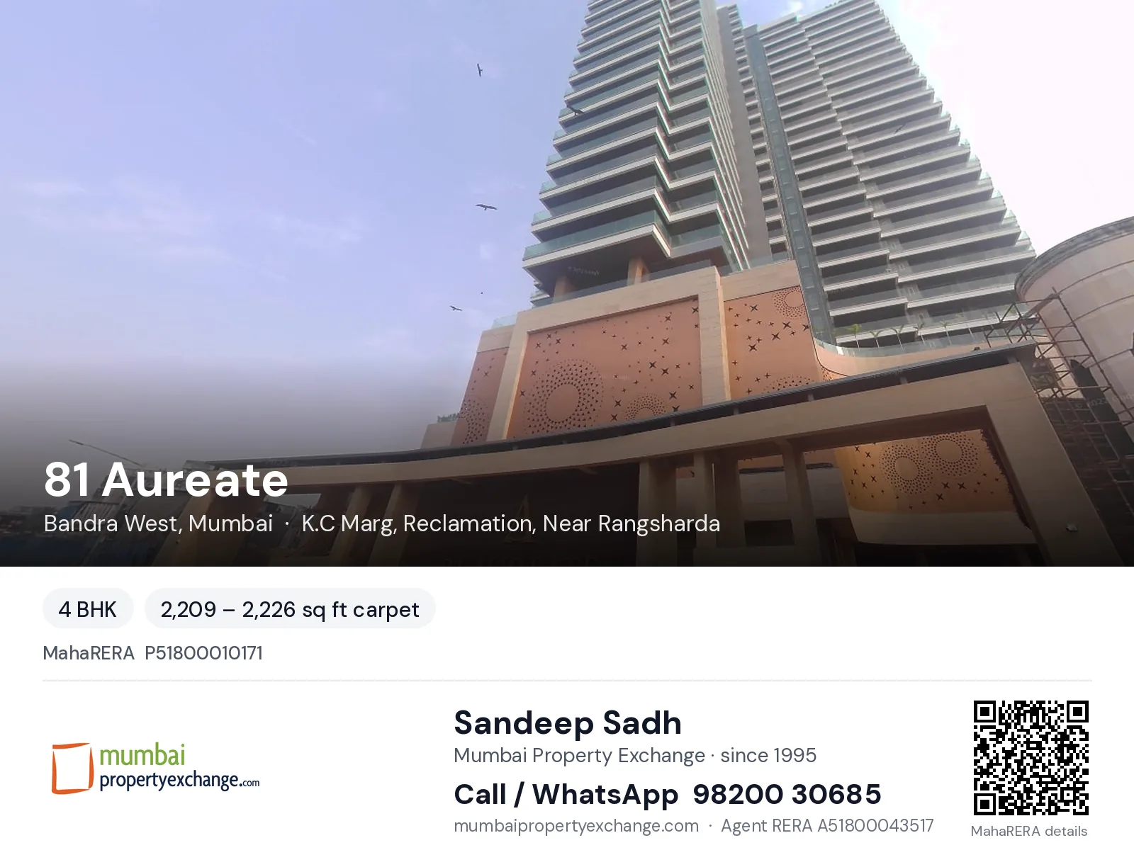 81 Aureate by MJ Shah, Bandra West, Mumbai — 4 BHK project | Mumbai Property Exchange, Sandeep Sadh 98200 30685
