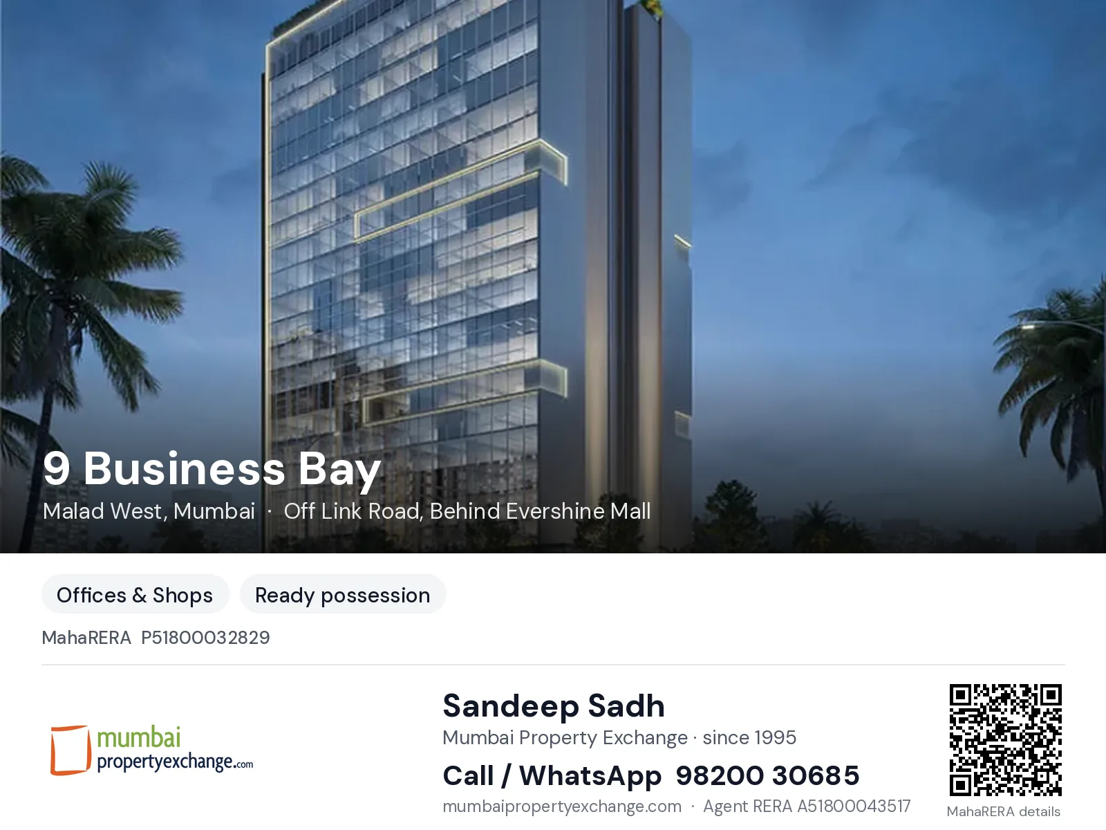 9 Business Bay by Veena, Malad West, Mumbai — ready-to-move project | Mumbai Property Exchange, Sandeep Sadh 98200 30685