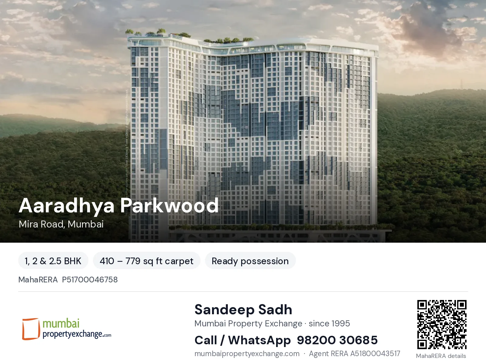 Aaradhya Parkwood by MICL, Mira Road, Mumbai — 1, 2 & 2.5 BHK ready-to-move project | Mumbai Property Exchange, Sandeep Sadh 98200 30685