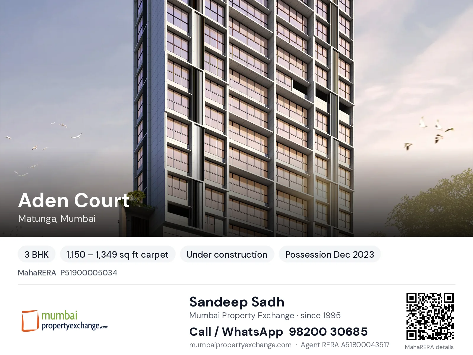Aden Court by Gupta, Matunga, Mumbai — 3 BHK new project, possession Dec 2023 | Mumbai Property Exchange, Sandeep Sadh 98200 30685