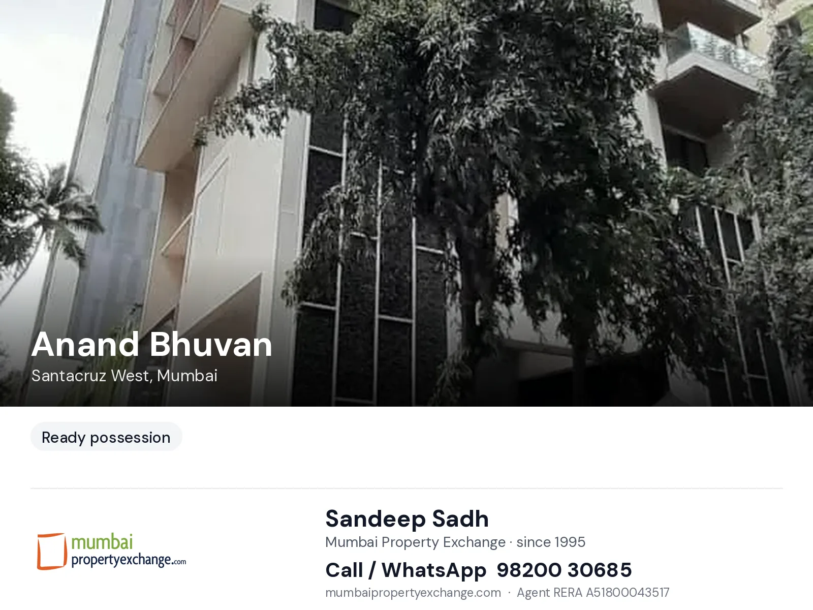 Anand Bhuvan by Radius, Santacruz West, Mumbai — ready-to-move project | Mumbai Property Exchange, Sandeep Sadh 98200 30685