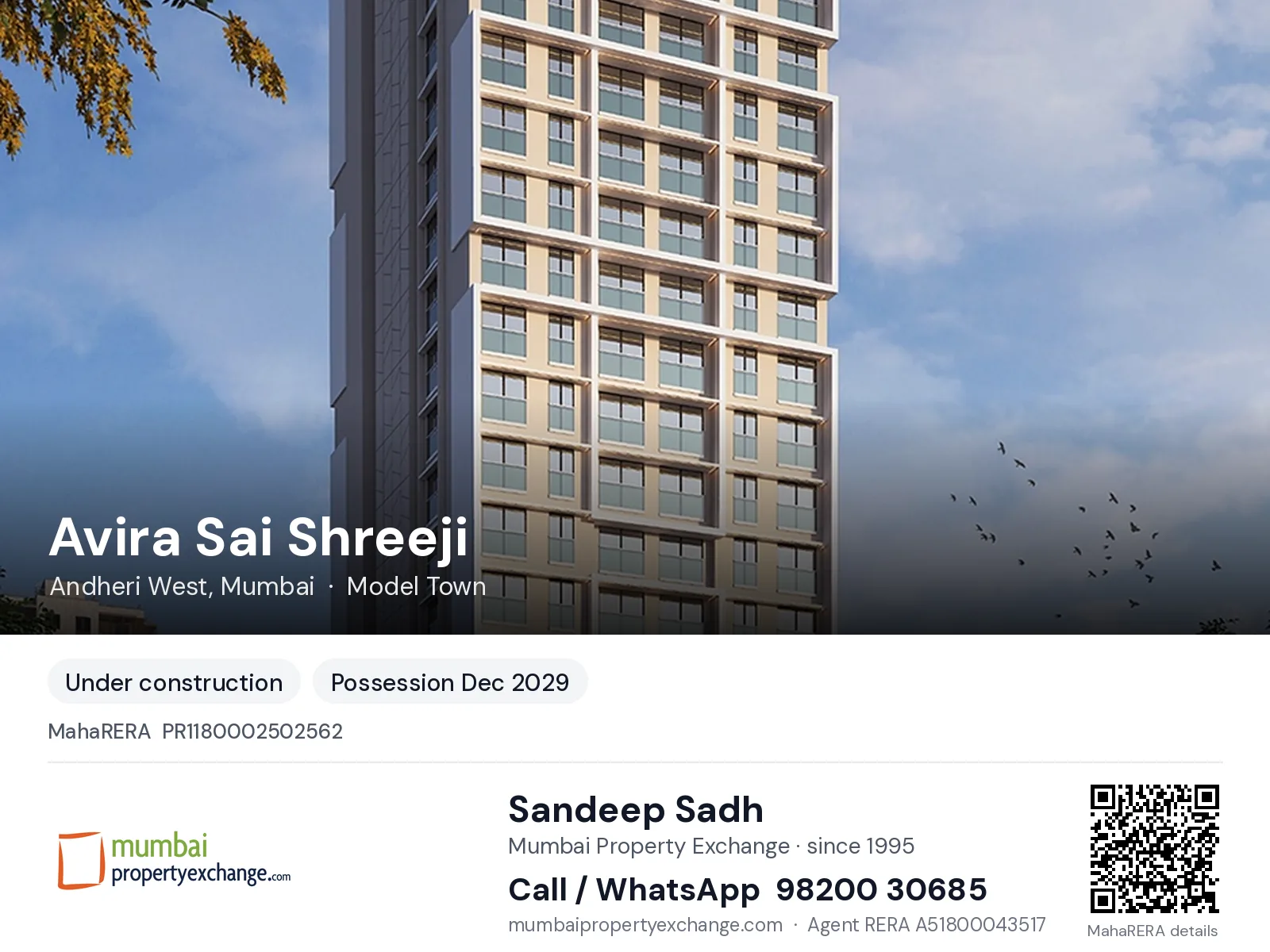 Avira Sai Shreeji, Andheri West, Mumbai — new project, possession Dec 2029 | Mumbai Property Exchange, Sandeep Sadh 98200 30685