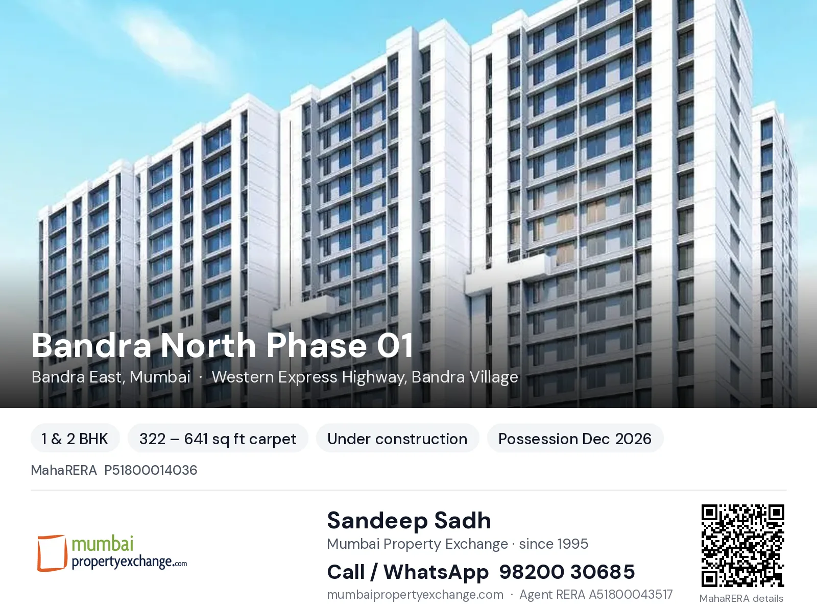 Bandra North Phase 01 by Shivalik Ventures, Bandra East, Mumbai — 1 & 2 BHK new project, possession Dec 2026 | Mumbai Property Exchange, Sandeep Sadh 98200 30685