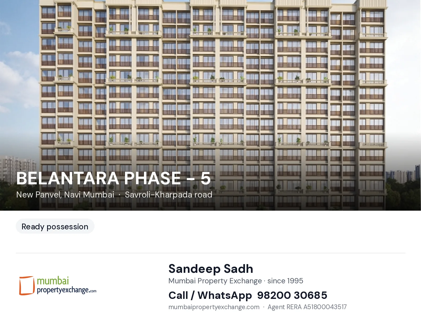 BELANTARA PHASE - 5 by Today Royal, New Panvel, Navi Mumbai — ready-to-move project | Mumbai Property Exchange, Sandeep Sadh 98200 30685