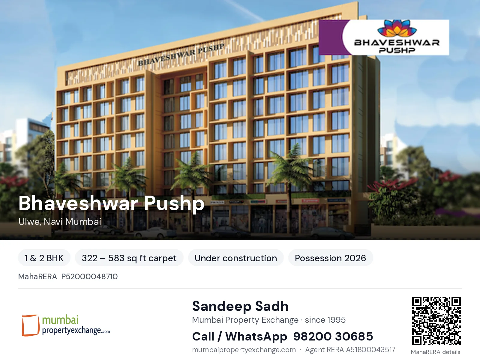 Bhaveshwar Pushp by Payal, Ulwe, Navi Mumbai — 1 & 2 BHK new project, possession 2026 | Mumbai Property Exchange, Sandeep Sadh 98200 30685