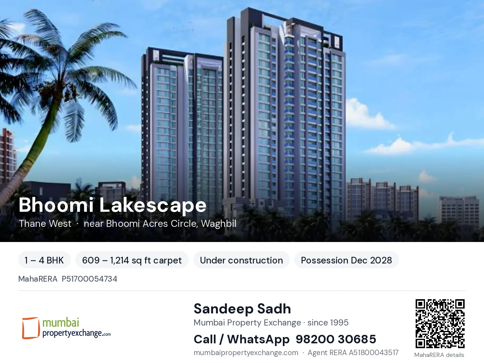 Bhoomi Lakescape, Thane West — 1 – 4 BHK new project, possession Dec 2028 | Mumbai Property Exchange, Sandeep Sadh 98200 30685