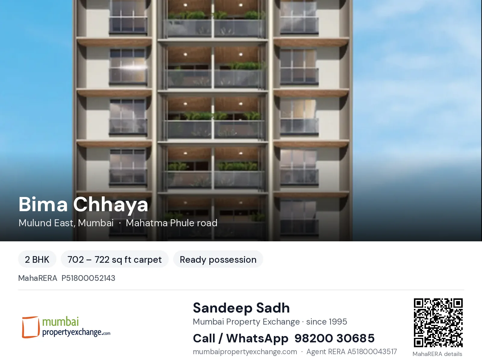 Bima Chhaya by Prem, Mulund East, Mumbai — 2 BHK ready-to-move project | Mumbai Property Exchange, Sandeep Sadh 98200 30685