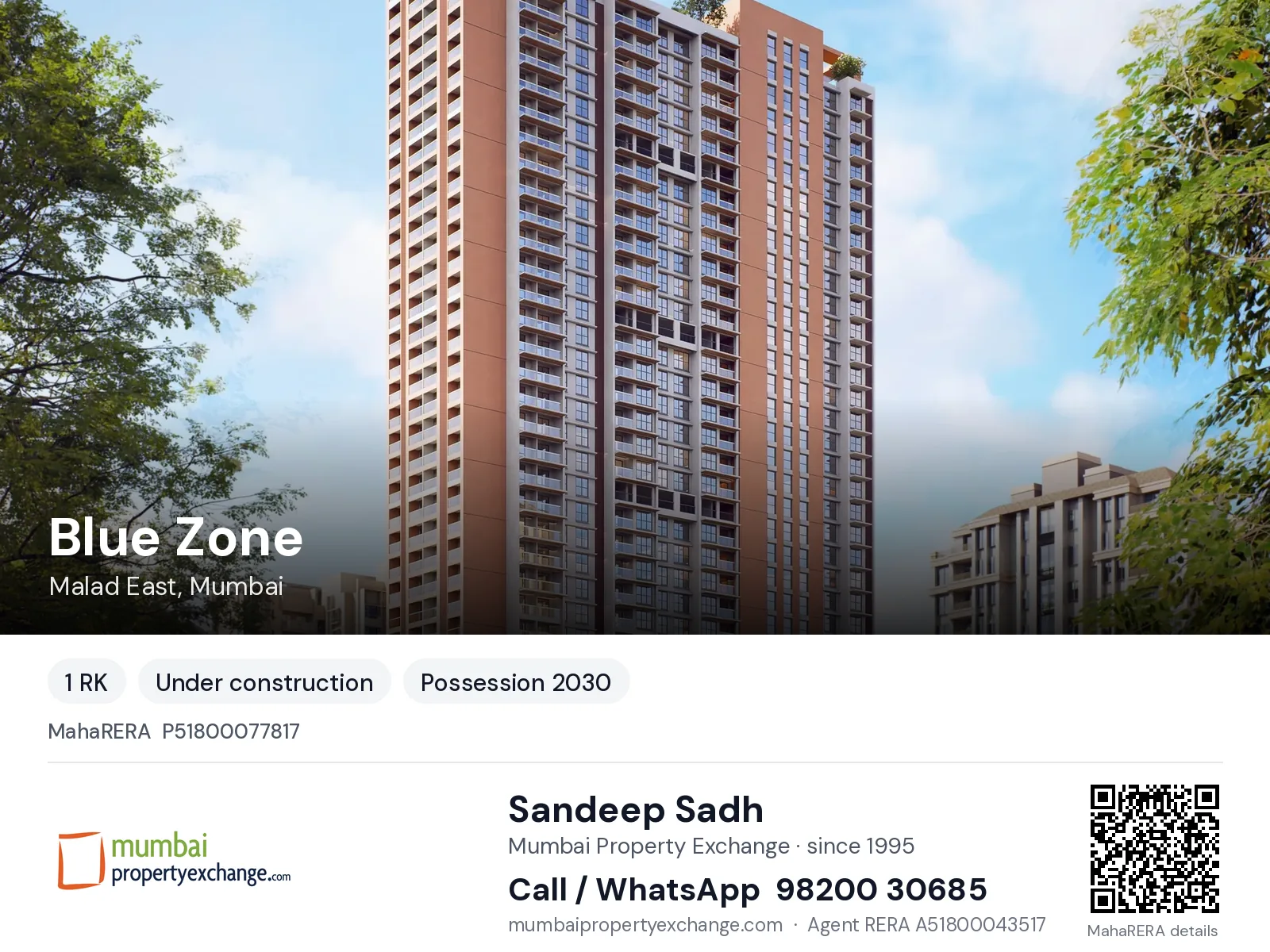 Blue Zone by Saptrishi Infracon, Malad East, Mumbai — new project, possession 2030 | Mumbai Property Exchange, Sandeep Sadh 98200 30685
