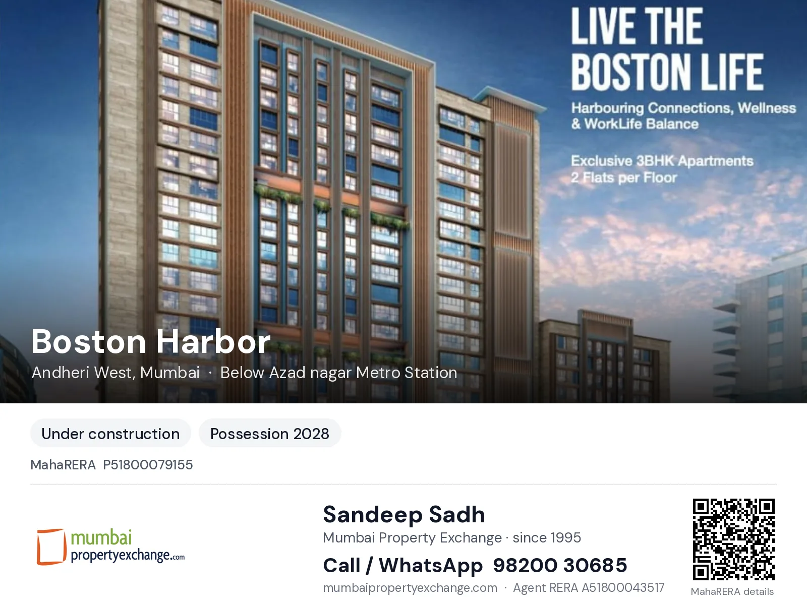 Boston Harbor by Verdent Ventures, Andheri West, Mumbai — new project, possession 2028 | Mumbai Property Exchange, Sandeep Sadh 98200 30685