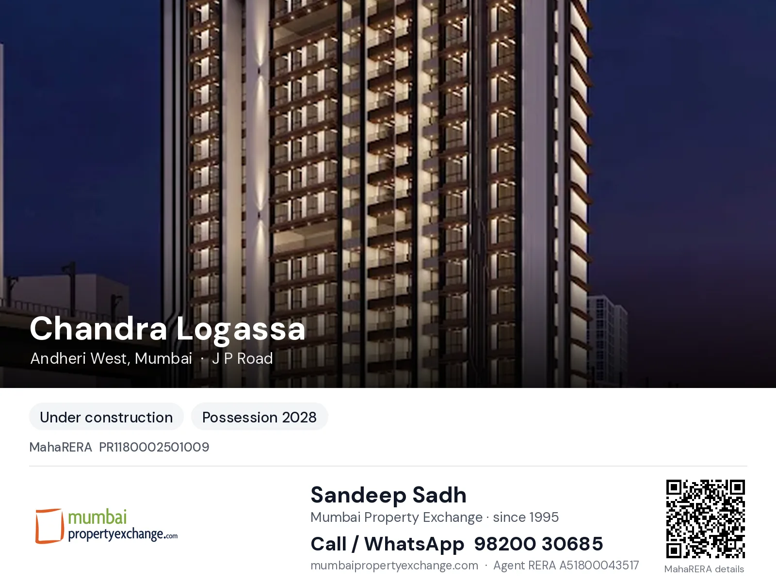 Chandra Logassa by Amaan, Andheri West, Mumbai — new project, possession 2028 | Mumbai Property Exchange, Sandeep Sadh 98200 30685