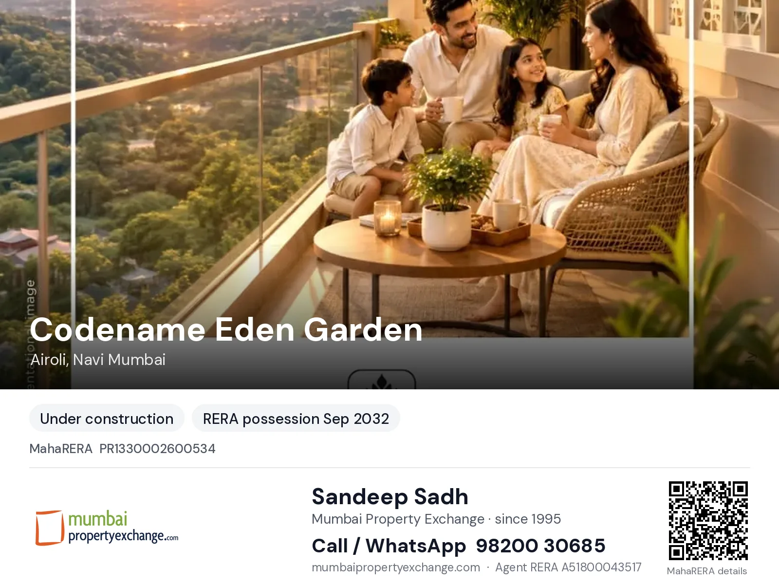 Codename Eden Garden by Jindal, Airoli, Navi Mumbai — new project, RERA possession Sep 2032 | Mumbai Property Exchange, Sandeep Sadh 98200 30685