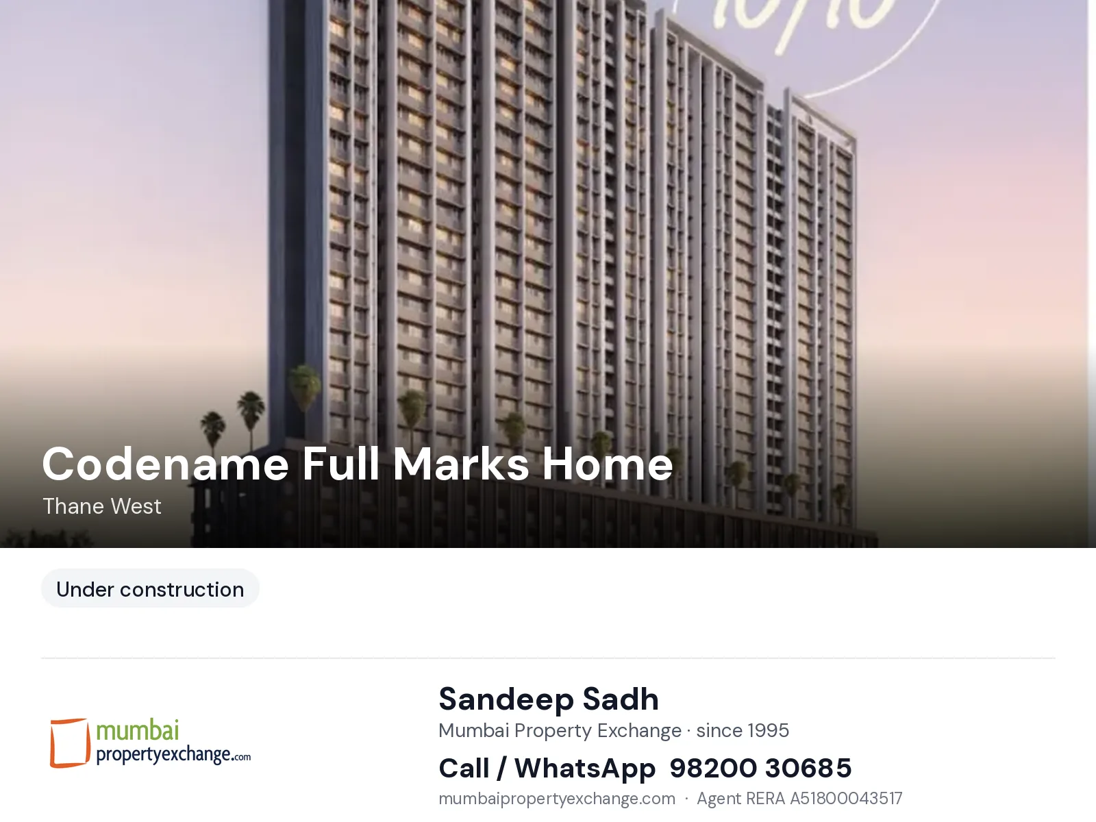 Codename Full Marks Home by Southfield, Thane West — new project | Mumbai Property Exchange, Sandeep Sadh 98200 30685