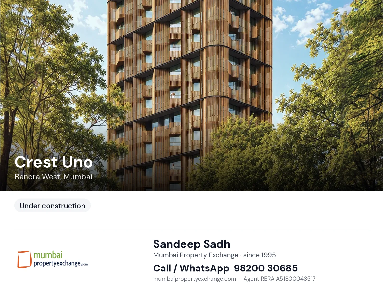 Crest Uno, Bandra West, Mumbai — new project | Mumbai Property Exchange, Sandeep Sadh 98200 30685