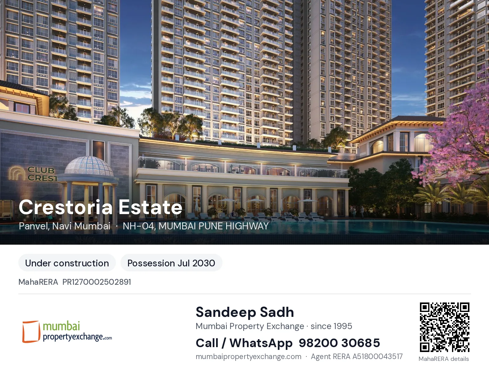 Crestoria Estate by L T, Panvel, Navi Mumbai — new project, possession Jul 2030 | Mumbai Property Exchange, Sandeep Sadh 98200 30685