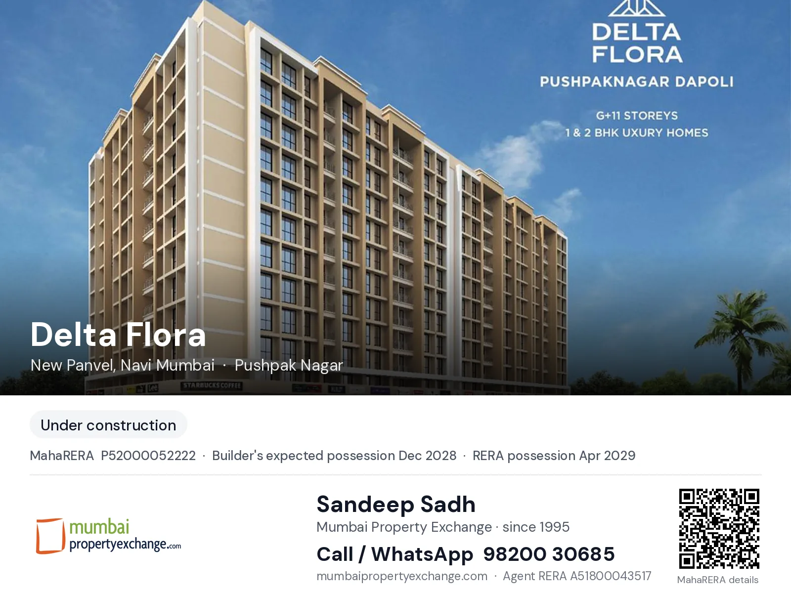 Delta Flora, New Panvel, Navi Mumbai — new project, builder's expected possession Dec 2028, RERA possession Apr 2029 | Mumbai Property Exchange, Sandeep Sadh 98200 30685