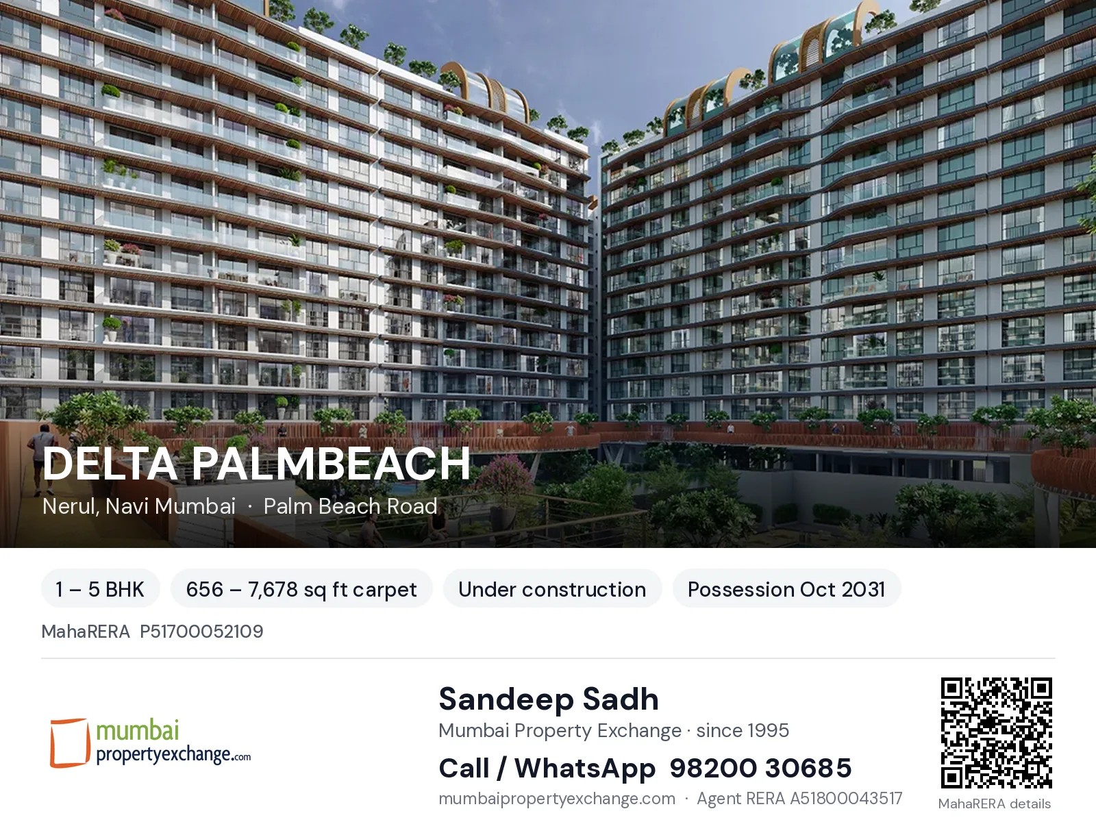 DELTA PALMBEACH, Nerul, Navi Mumbai — 1 – 5 BHK new project, possession Oct 2031 | Mumbai Property Exchange, Sandeep Sadh 98200 30685