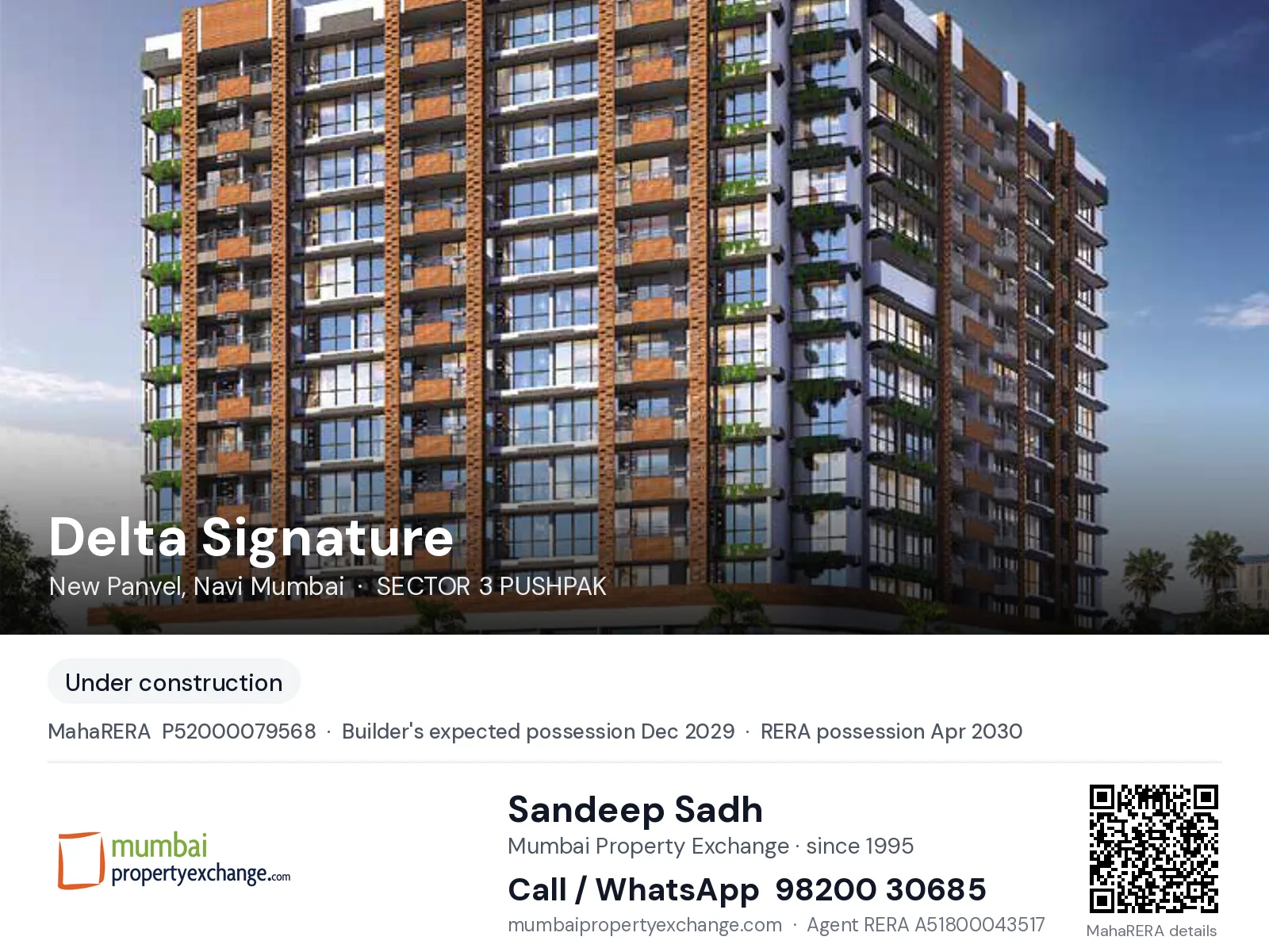 Delta Signature, New Panvel, Navi Mumbai — new project, builder's expected possession Dec 2029, RERA possession Apr 2030 | Mumbai Property Exchange, Sandeep Sadh 98200 30685