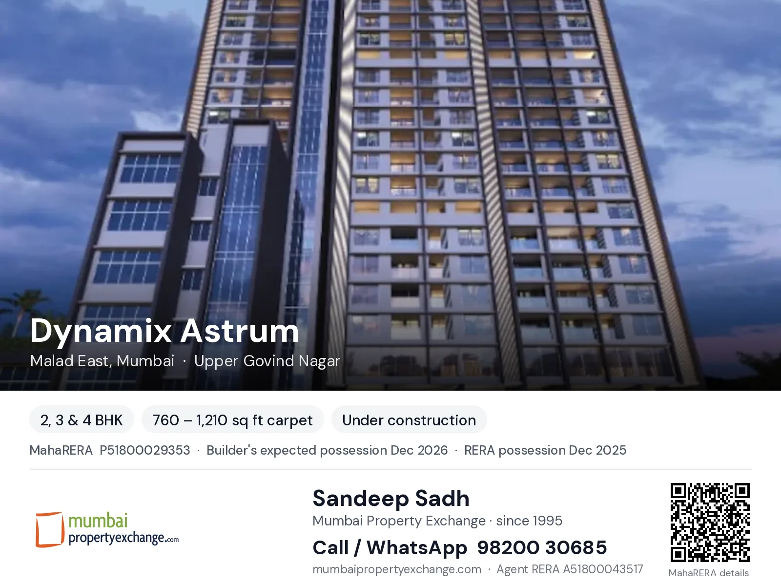 Dynamix Astrum, Malad East, Mumbai — 2, 3 & 4 BHK new project, possession Dec 2026 | Mumbai Property Exchange, Sandeep Sadh 98200 30685