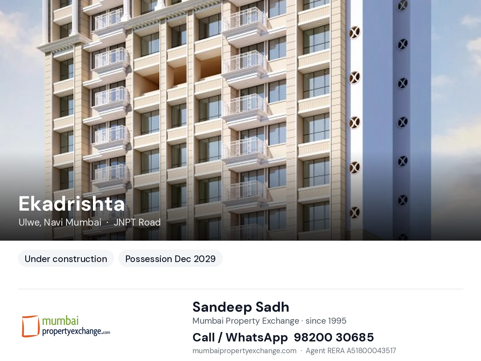 Ekadrishta by Sai, Ulwe, Navi Mumbai — new project, possession Dec 2029 | Mumbai Property Exchange, Sandeep Sadh 98200 30685