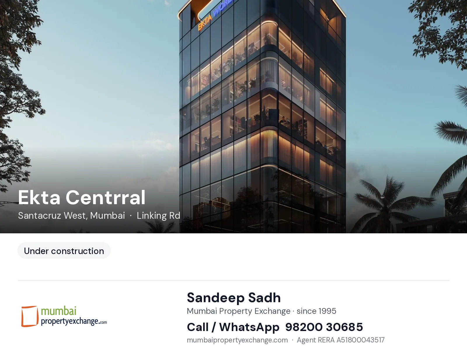 Ekta Centrral, Santacruz West, Mumbai — new project | Mumbai Property Exchange, Sandeep Sadh 98200 30685