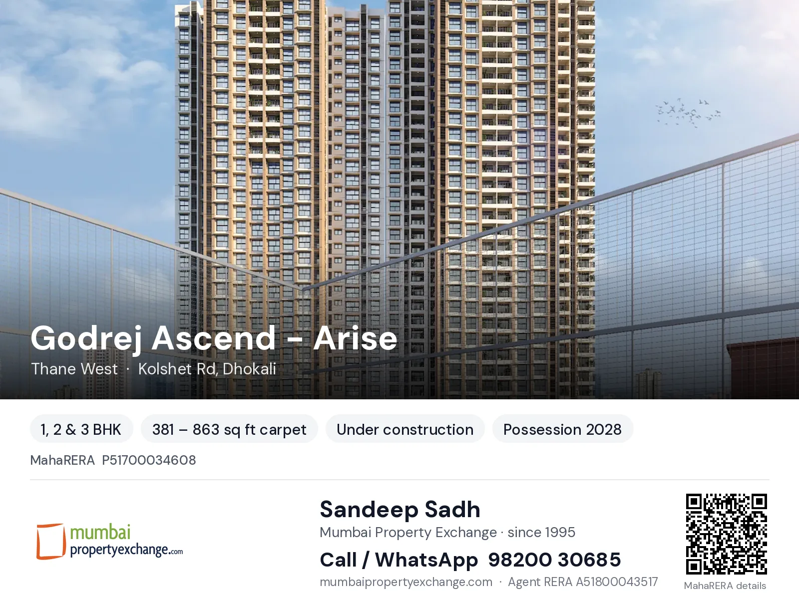 Godrej Ascend - Arise, Thane West — 1, 2 & 3 BHK new project, possession 2028 | Mumbai Property Exchange, Sandeep Sadh 98200 30685