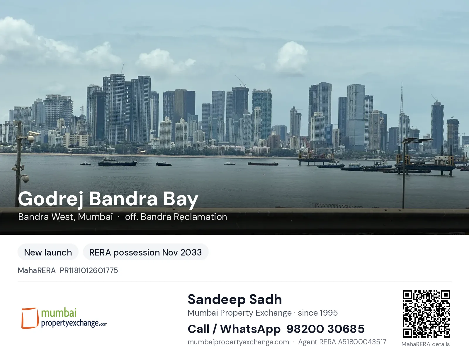 Godrej Bandra Bay, Bandra West, Mumbai — new project, RERA possession Nov 2033 | Mumbai Property Exchange, Sandeep Sadh 98200 30685