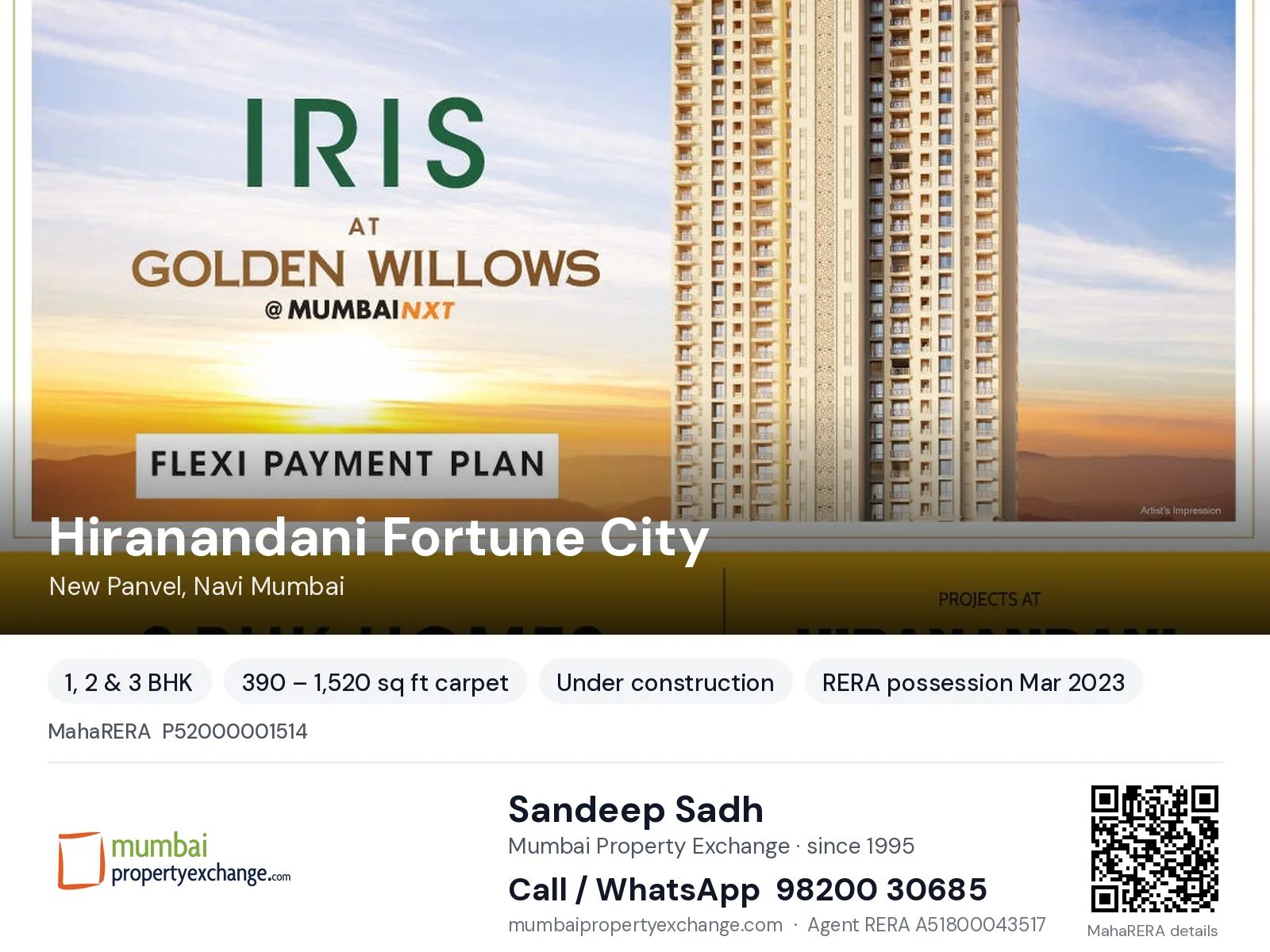 Hiranandani Fortune City, New Panvel, Navi Mumbai — 1, 2 & 3 BHK new project, RERA possession Mar 2023 | Mumbai Property Exchange, Sandeep Sadh 98200 30685