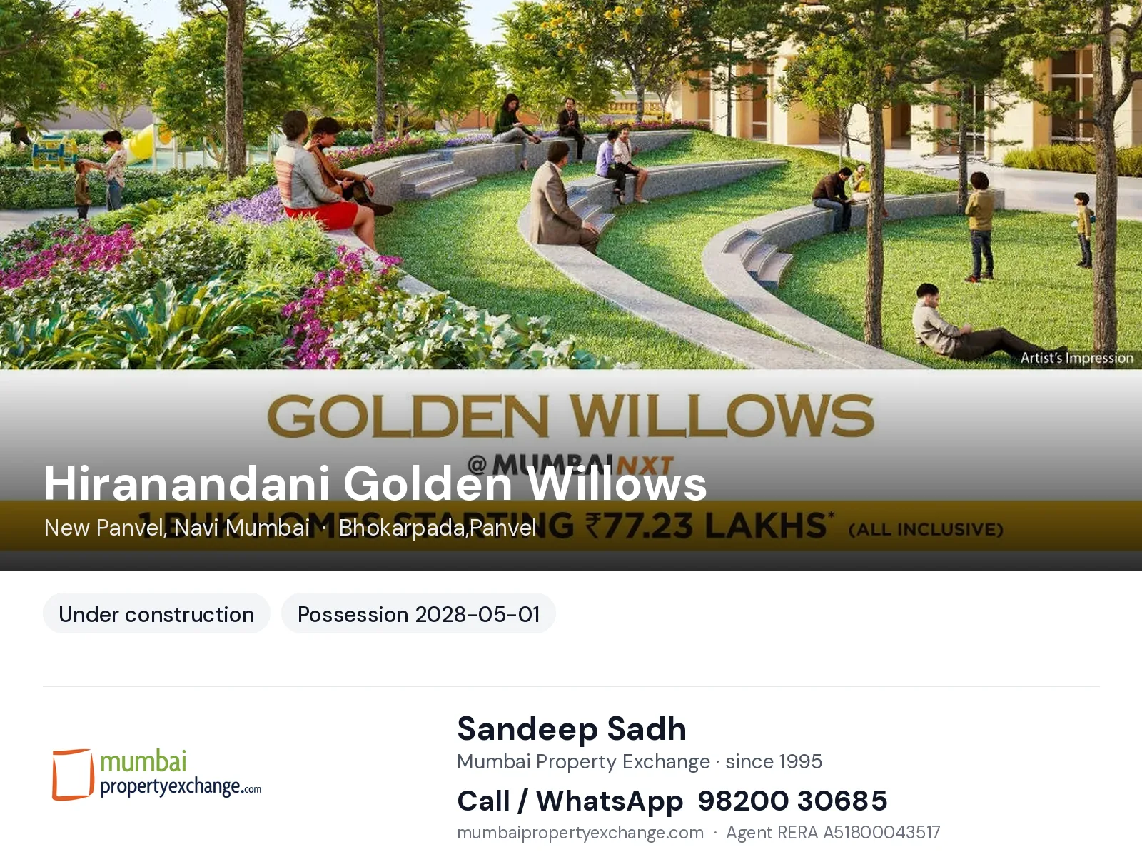 Hiranandani Golden Willows, New Panvel, Navi Mumbai — new project, possession 2028-05-01 | Mumbai Property Exchange, Sandeep Sadh 98200 30685
