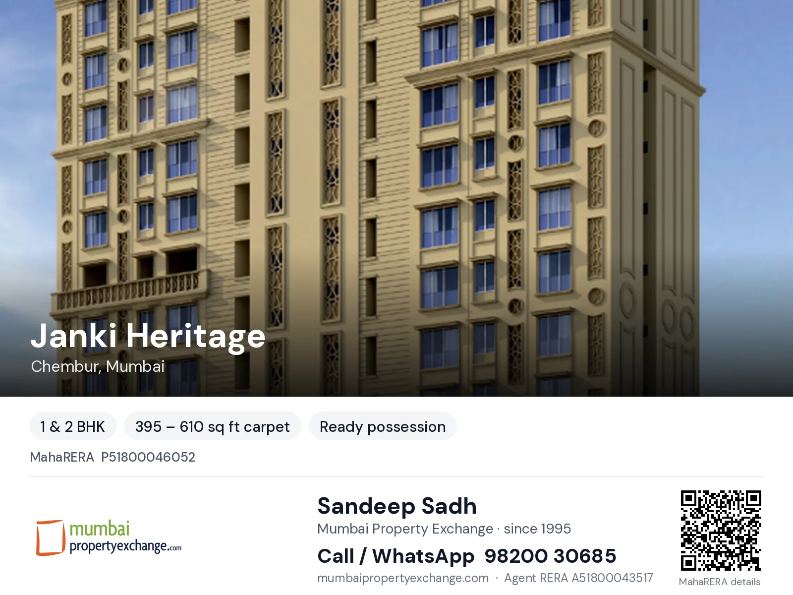 Janki Heritage, Chembur, Mumbai — 1 & 2 BHK ready-to-move project | Mumbai Property Exchange, Sandeep Sadh 98200 30685