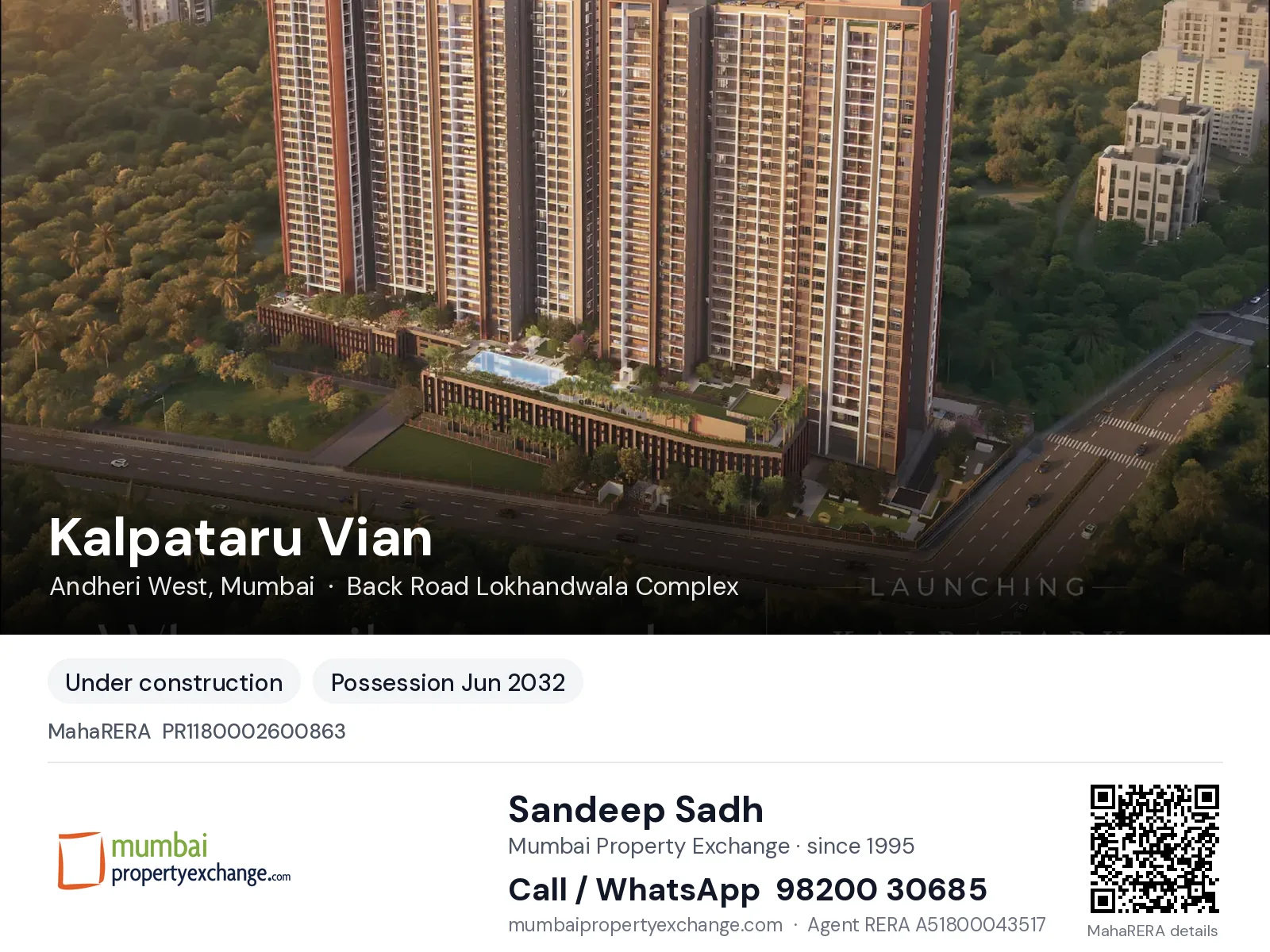 Kalpataru Vian, Andheri West, Mumbai — new project, possession Jun 2032 | Mumbai Property Exchange, Sandeep Sadh 98200 30685