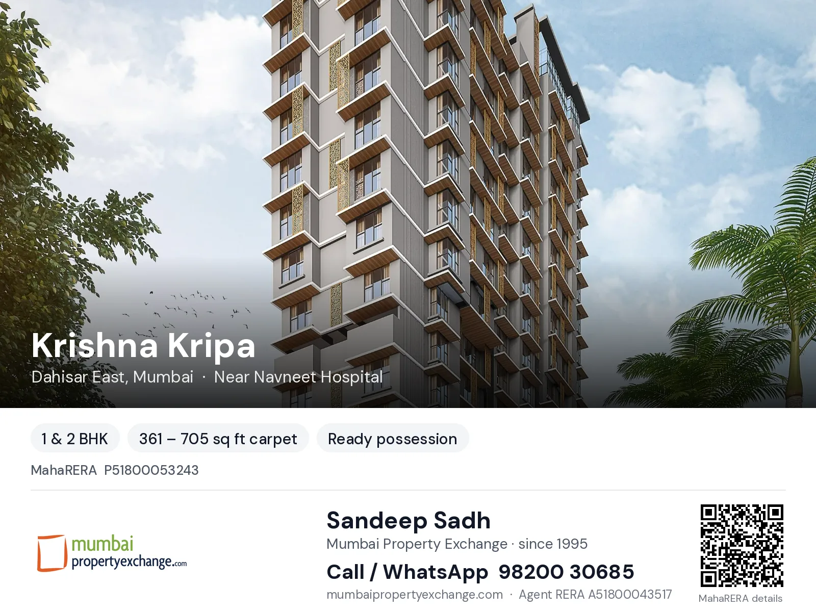 Krishna Kripa by Skyla, Dahisar East, Mumbai — 1 & 2 BHK ready-to-move project | Mumbai Property Exchange, Sandeep Sadh 98200 30685
