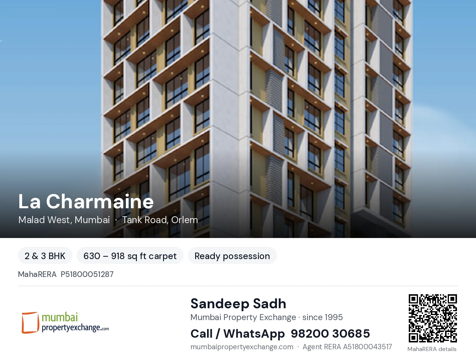 La Charmaine by JDN, Malad West, Mumbai — 2 & 3 BHK ready-to-move project | Mumbai Property Exchange, Sandeep Sadh 98200 30685